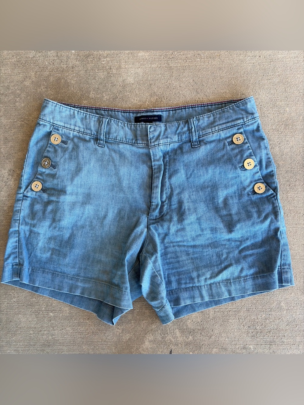 Tommy Hilfiger Light Blue Linen Sailor-Style Shorts